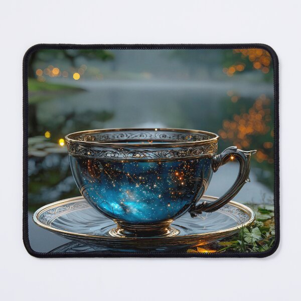 Item preview, Mystical Cosmic Tea Cup Resting by Tranquil Lake designed and sold by jecphotography and art.