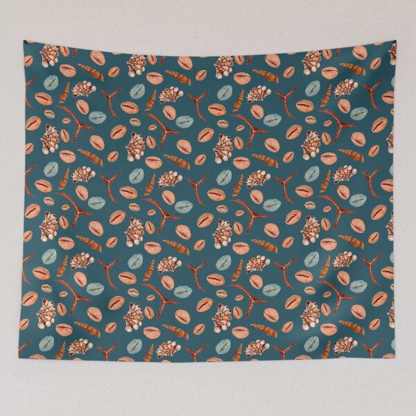 Item preview, Teal Carribean sea coastal shells&cowries and sea stars(small Scale) designed and sold by Nawafiadesigns.