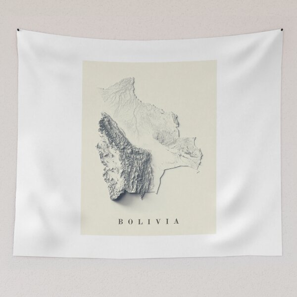 Item preview, Bolivia Shaded Relief 3D Map digitally-rendered designed and sold by ThinkAboutMaps.