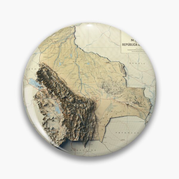 Item preview, 1971 Bolivia Shaded Relief Map 3D digitally rendered designed and sold by ThinkAboutMaps.