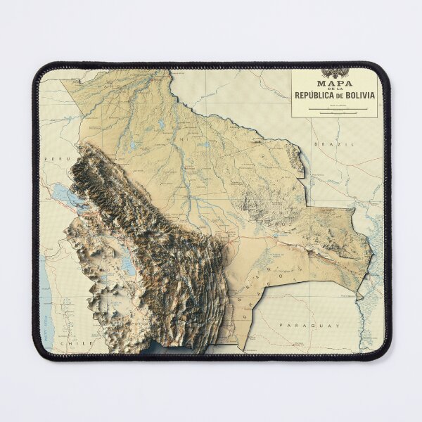Item preview, 1971 Bolivia Shaded Relief Map 3D digitally rendered designed and sold by ThinkAboutMaps.