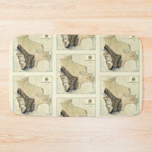Item preview, 1971 Bolivia Shaded Relief Map 3D digitally rendered designed and sold by ThinkAboutMaps.