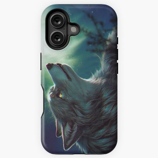 Aurora Wolf Under Northern Lights – Mystical Wildlife Night Art iPhone Tough Case