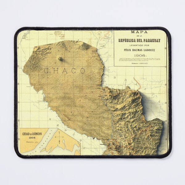 Item preview, 1906 Paraguay Shaded Relief 3D Map digitally-rendered designed and sold by ThinkAboutMaps.