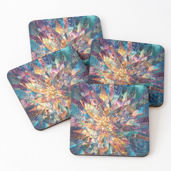 Item preview, Fractal Flower Burst in Teal and Gold Light designed and sold by bAIryBarn.