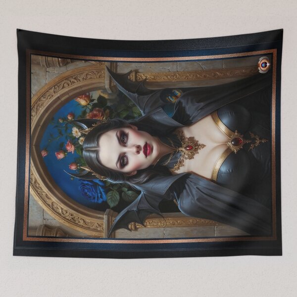 Item preview, Dark Elegance Of Lyrisandra And The Dark Blue Rose Mesmerizing AI Concept Art by Xzendor7 designed and sold by Xzendor7 Digital Art Creations.