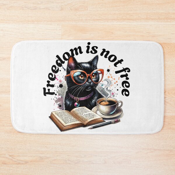 Item preview, Stylish Cat Enjoys Coffee and Knowledge designed and sold by Moon2025.