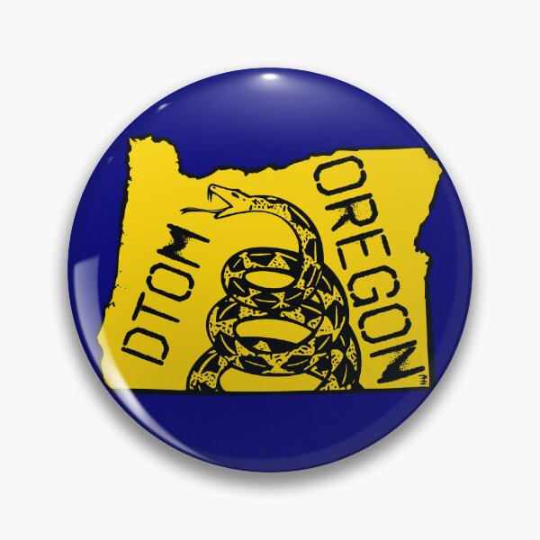 Artikelvorschau, OREGONIAN - Libertär - Don't Tread On Me Gadsden Snake auf der Karte von Oregon auf blauem Standardhintergrund, #020279 DTOM = Don't Tread On Me entworfen und verkauft von pelagio.