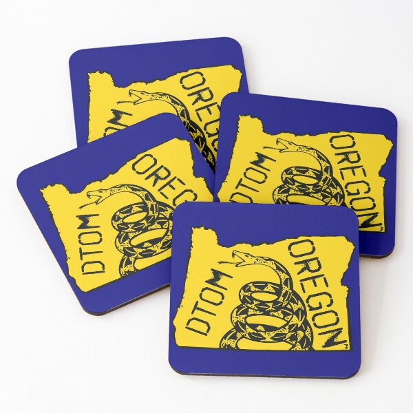 Item preview, OREGONIAN   - Libertarian - Don't Tread On Me Gadsden Snake on  OREGON  Map on Blue default background, #020279 DTOM = Dont Tread On Me designed and sold by pelagio.
