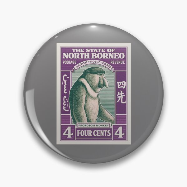 Item preview, North Borneo Proboscis Monkey Stamp Poster designed and sold by retrographics.