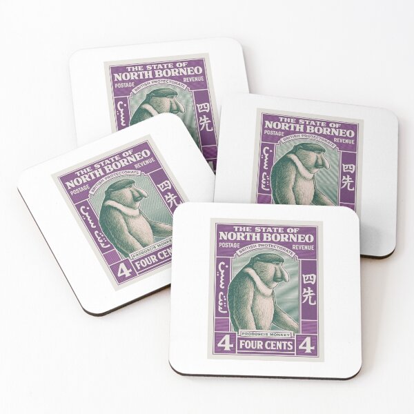Item preview, North Borneo Proboscis Monkey Stamp Poster designed and sold by retrographics.