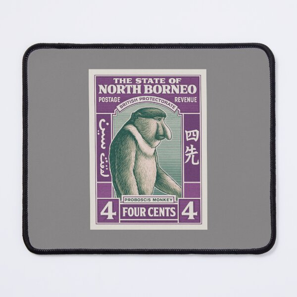 Item preview, North Borneo Proboscis Monkey Stamp Poster designed and sold by retrographics.