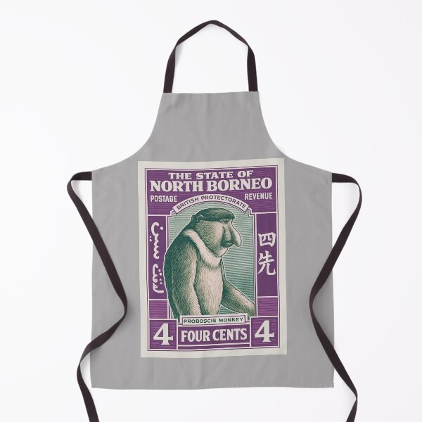 Item preview, North Borneo Proboscis Monkey Stamp Poster designed and sold by retrographics.