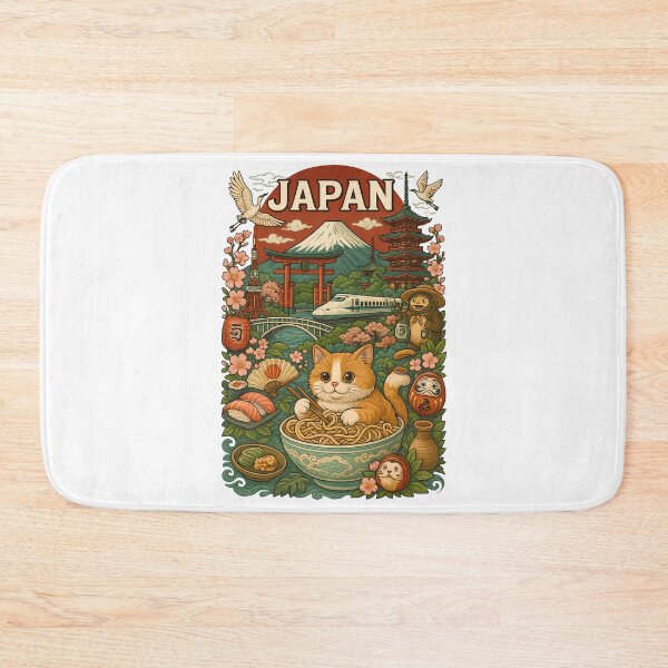 Item preview, Kawaii Cat Japanese Landmarks designed and sold by k3rstman1.