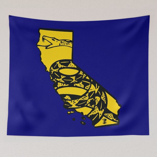 Item preview, CALIFORNIAN   - Libertarian - Don't Tread On Me Gadsden Snake on  CALIFORNIA  Map on Blue default background, #020279  designed and sold by pelagio.