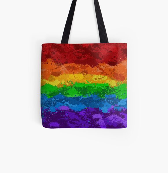 Rainbow Paint Splatter Flag All Over Print Tote Bag
