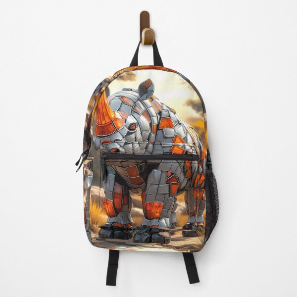 Item preview, Robotic Mosaic Rhino In Orange Wilderness designed and sold by mildaclairmo.