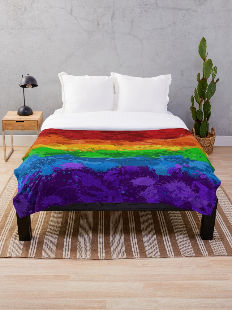 Rainbow Paint Splatter Flag Throw Blanket By Liveloudgraphic