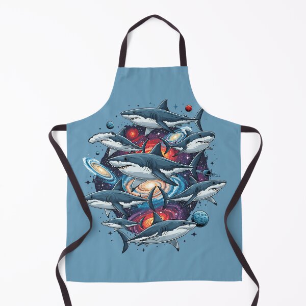 Item preview, Cosmic Sharks in Outer Space Surreal Galaxy of Swimming Sharks with Planets, Nebulas, and Stars Fishing designed and sold by Motifai.