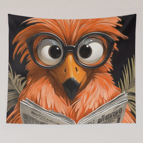 Item preview, Animal Toilet Elegant Flamingo with Feathery Plume Reads Stylish Bathroom Newspaper designed and sold by mildaclairmo.