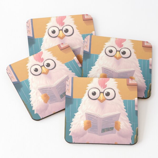 Item preview, Animal Toilet Fluffy White Chicken Sports Round Glasses Reads Morning News designed and sold by mildaclairmo.