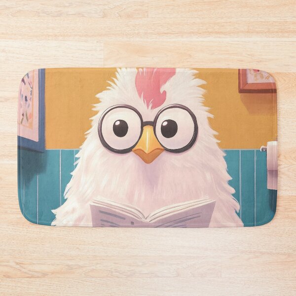 Item preview, Animal Toilet Fluffy White Chicken Sports Round Glasses Reads Morning News designed and sold by mildaclairmo.