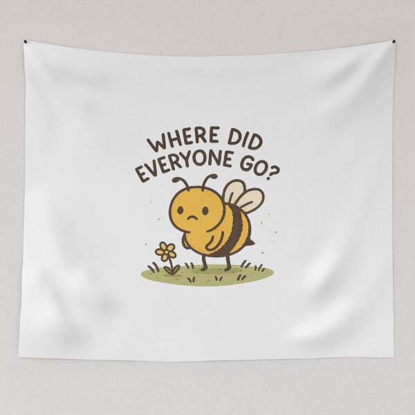 Item preview, Where Did Everyone Go? – Cute Sad Bee Illustration designed and sold by Lacritsa .