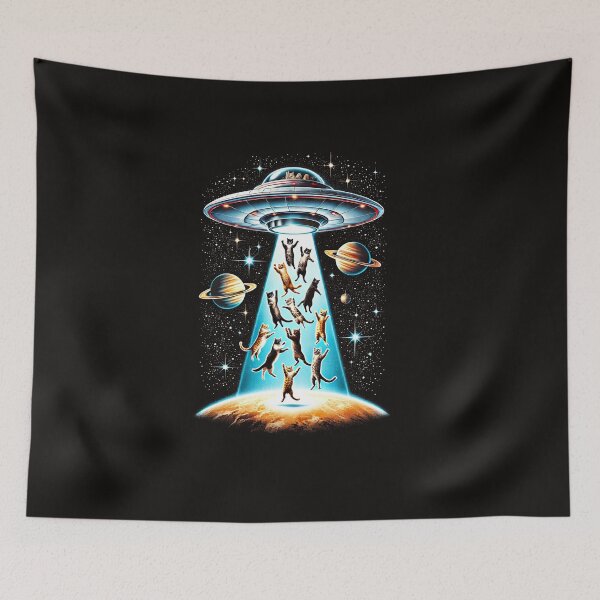 Item preview, UFO Cat Abduction in Space – Funny Retro Alien Cats Artwork designed and sold by ArmyAbodo.