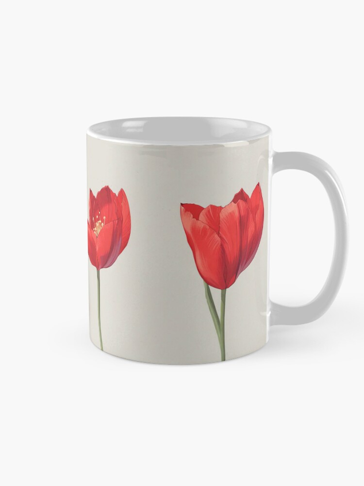 Thumbnail 3 of 6, Coffee Mug, Red Tulip Design designed and sold by CoolPixels.
