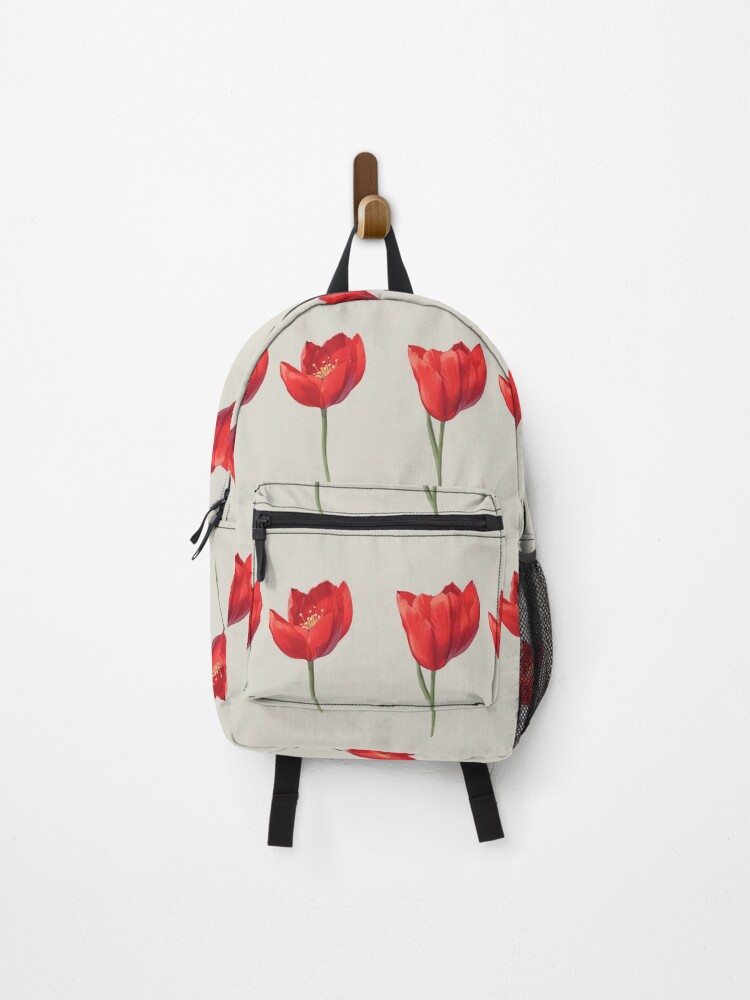 Thumbnail 1 of 3, Backpack, Red Tulip Design designed and sold by CoolPixels.
