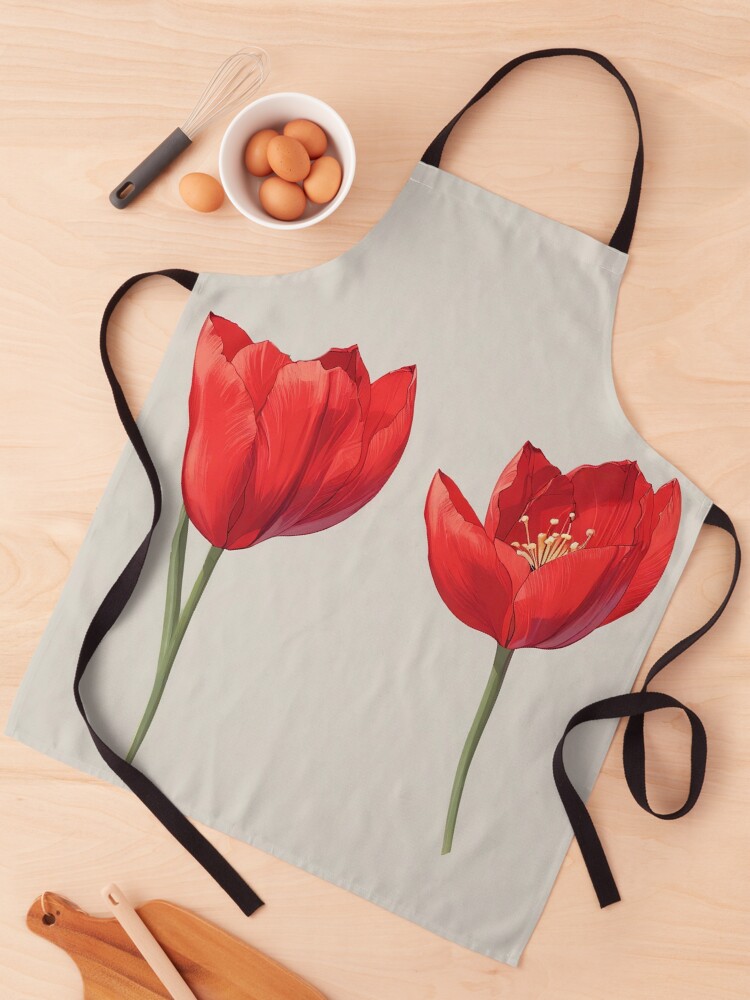 Thumbnail 1 of 6, Apron, Red Tulip Design designed and sold by CoolPixels.