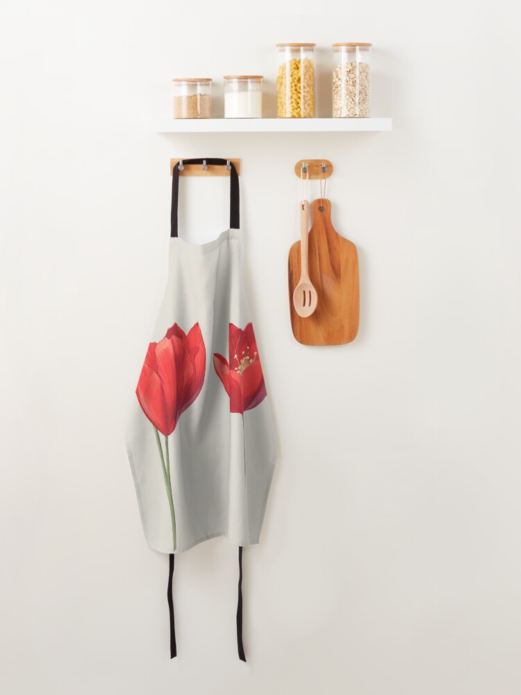 Thumbnail 4 of 6, Apron, Red Tulip Design designed and sold by CoolPixels.