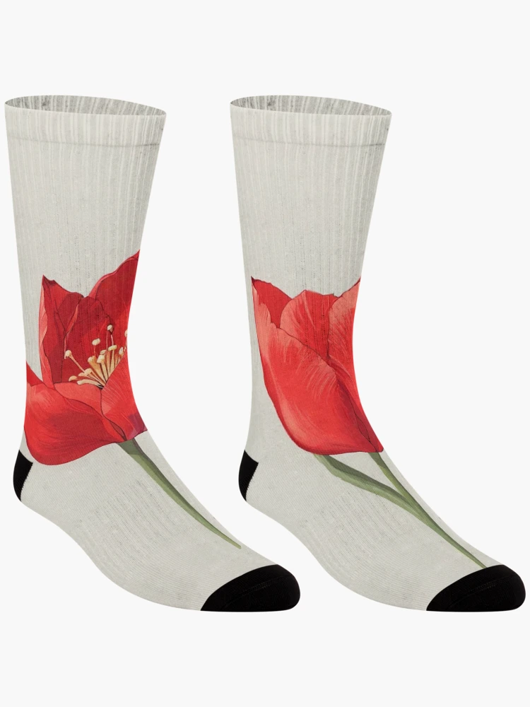 Thumbnail 3 of 5, Socks, Red Tulip Design designed and sold by CoolPixels.