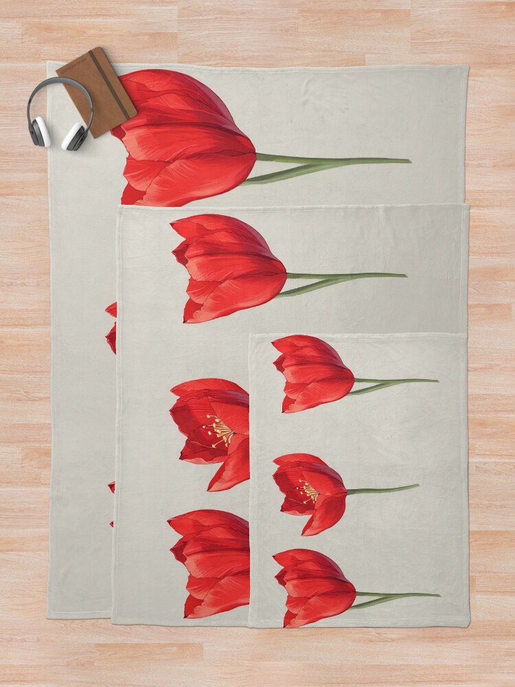 Thumbnail 5 of 6, Throw Blanket, Red Tulip Design designed and sold by CoolPixels.