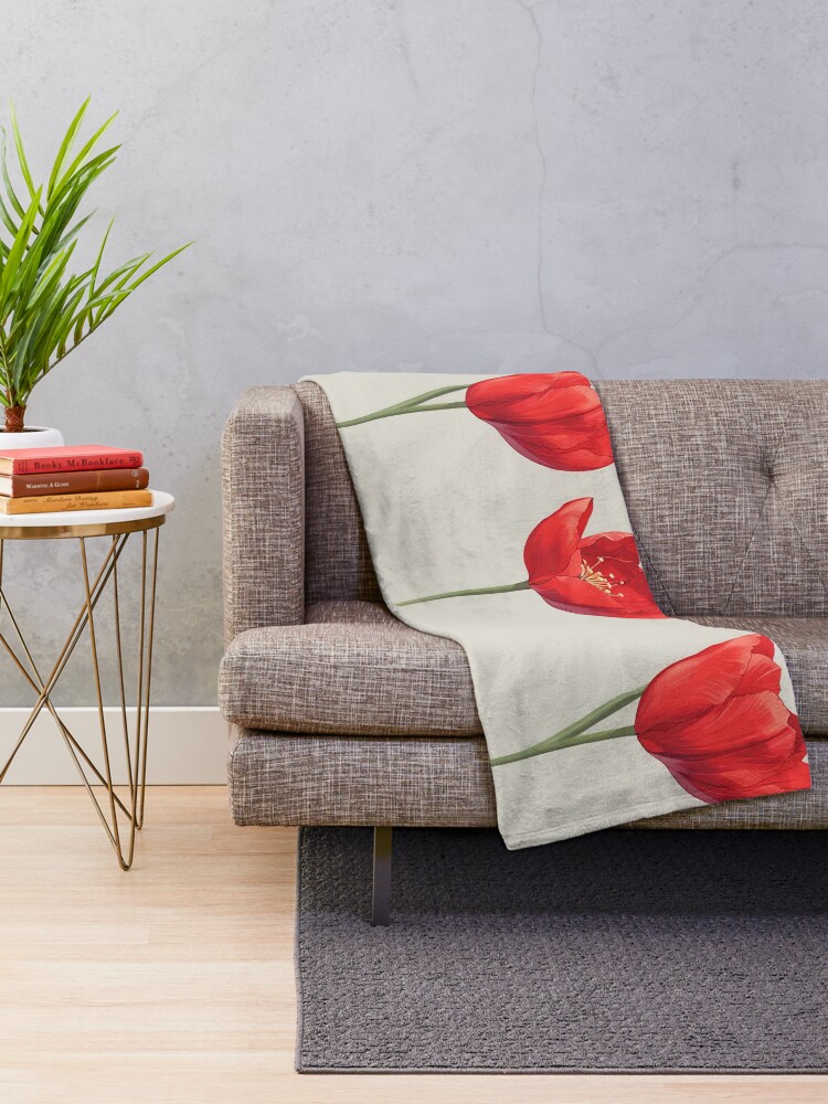 Thumbnail 2 of 6, Throw Blanket, Red Tulip Design designed and sold by CoolPixels.