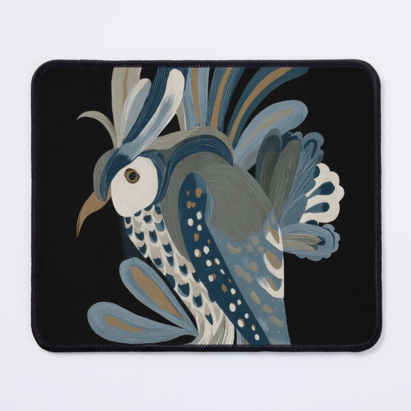 Item preview, Quirky Abstract Owl in Blue and Gold designed and sold by dawnleblanc55.