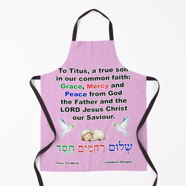 Item preview, 'To Titus, a true son in our common faith: Grace, mercy, and peace from God the Father and the Lord Jesus Christ our Saviour.' Titus 1:4 pink designed and sold by JanderraDesigns.