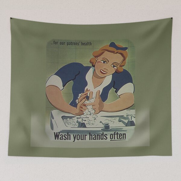 Item preview, Vintage Wash Your Hands Lady Funny Hygiene Reminder designed and sold by SandyMDesigns.