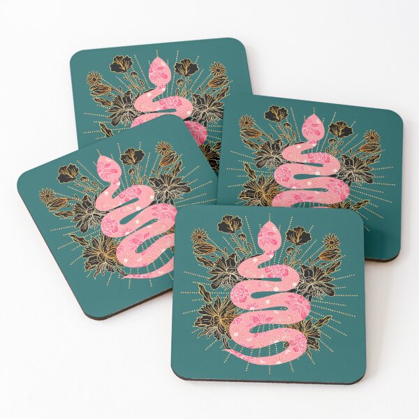 Item preview, Pink and black boho snake silhouette designed and sold by Home Cyn Home.