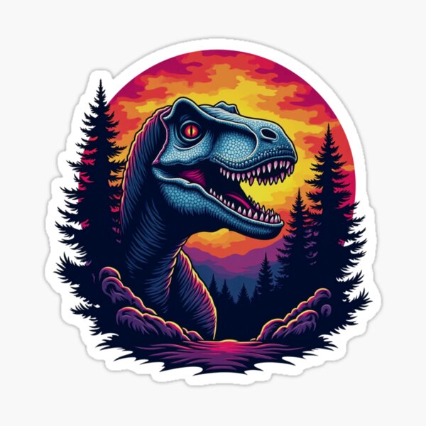 Item preview, Vintage T-Rex Sunset Forest T-Shirt – Retro Dinosaur Nature Graphic Tee designed and sold by legendaryskins.