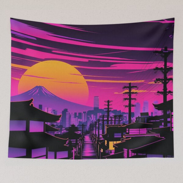 Artikelvorschau, Retro Japan Sonnenuntergang – Vintage Stadtbild Ästhetik entworfen und verkauft von 0606PM.