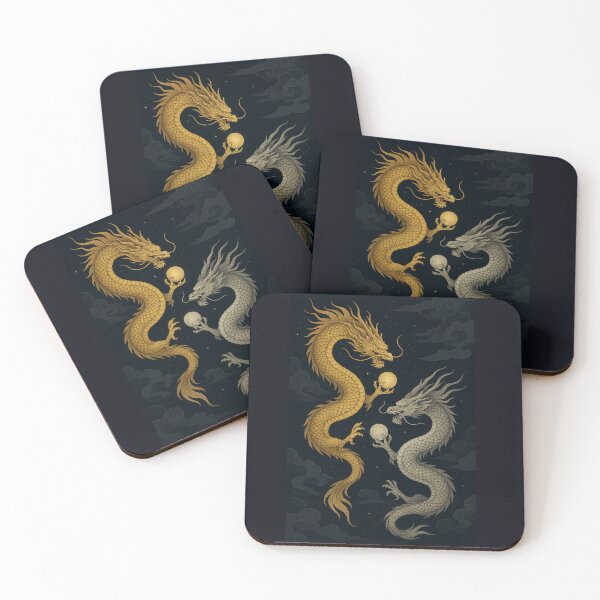 Item preview, Celestial Guardians – Twin Dragons with Pearls designed and sold by RYU & KOI DESIGNS.