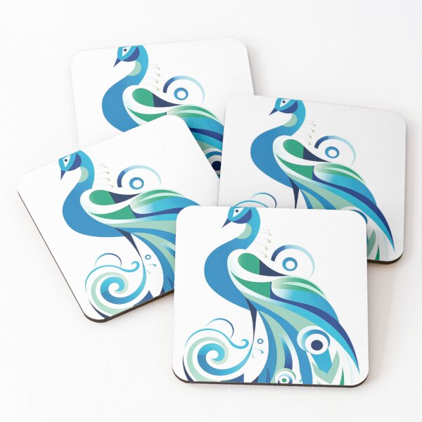 Item preview, Modern Abstract Peacock Art in Blue and Green designed and sold by PaintbrushPlace.