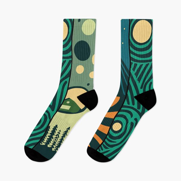 Item preview, Colorful abstract waves meet serene mountain landscape design. designed and sold by Piotrek0001.