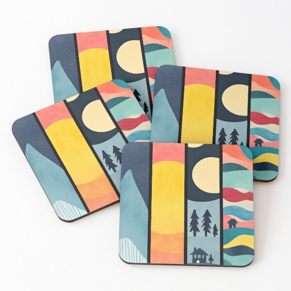 Item preview, Modern nature art with mountains, trees, and swirls. designed and sold by Piotrek0001.