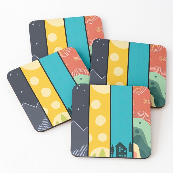 Item preview, Layered abstract panels depicting a serene mountain scene. designed and sold by Piotrek0001.