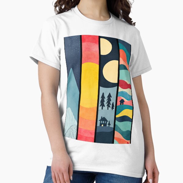 Item preview, Modern nature art with mountains, trees, and swirls. designed and sold by Piotrek0001.