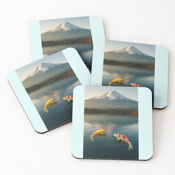 Item preview, Reflections of Harmony – Twin Koi Under Fuji designed and sold by RYU & KOI DESIGNS.