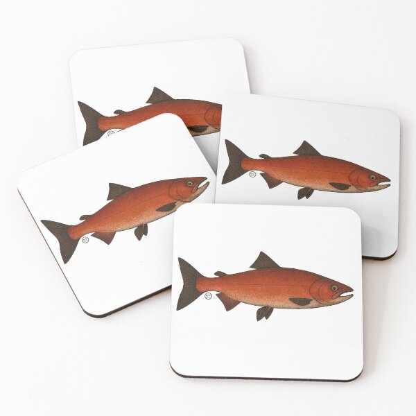 Item preview, Salmon - Vintage Japanese Inspired Art - Red Salmon Fish designed and sold by Kabuji Store.