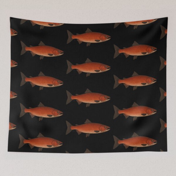 Item preview, Salmon - Vintage Japanese Inspired Art - Red Salmon Fish designed and sold by Kabuji Store.